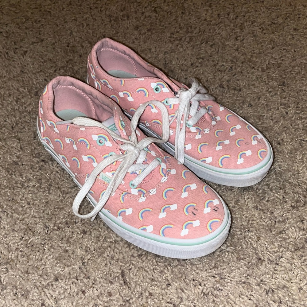 Vans Authentic Pink shoe with Rainbows
